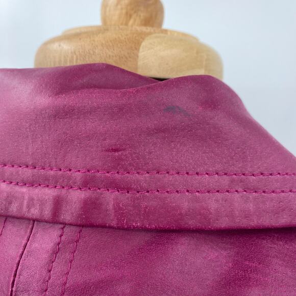 Vintage Leather Jacket Single Breasted Button Down Collared Purple Magenta XS - Picture 9 of 14